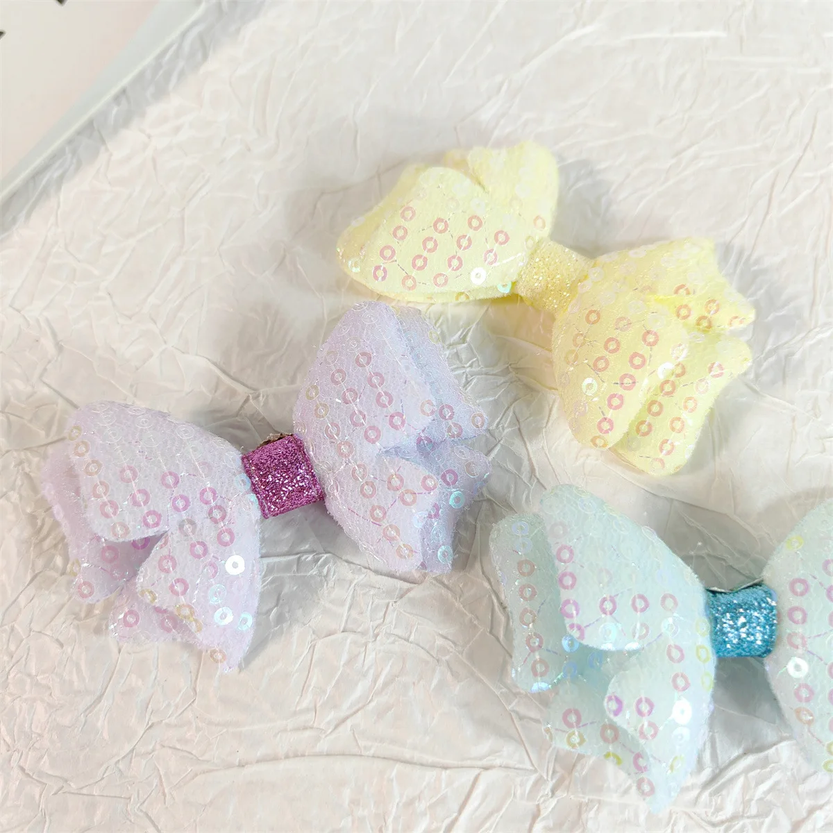 5 шт. Детские аксессуары для волос с двойным бантом и блестками