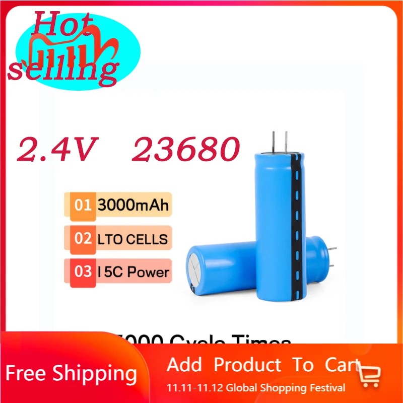 

NEWEST 2.4V 3000mAh LTO 23680 Lithium Titanate Cell 15C Power Rechargeable Low Temperature Battery Cells 25000 Cycle Times