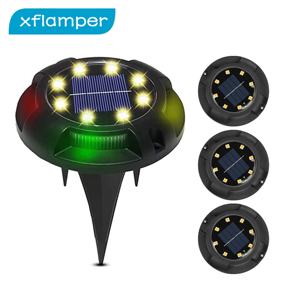 

4PCS Solar Ground Lights Outdoor Waterproof 12LED In-ground Lamp for Garden Deck Stair Step Patio Pathway