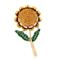 tulx sunflower enamel brooch delicate yellow elegant women girls rhinestone lapel pin clothes accessories gift jewelry