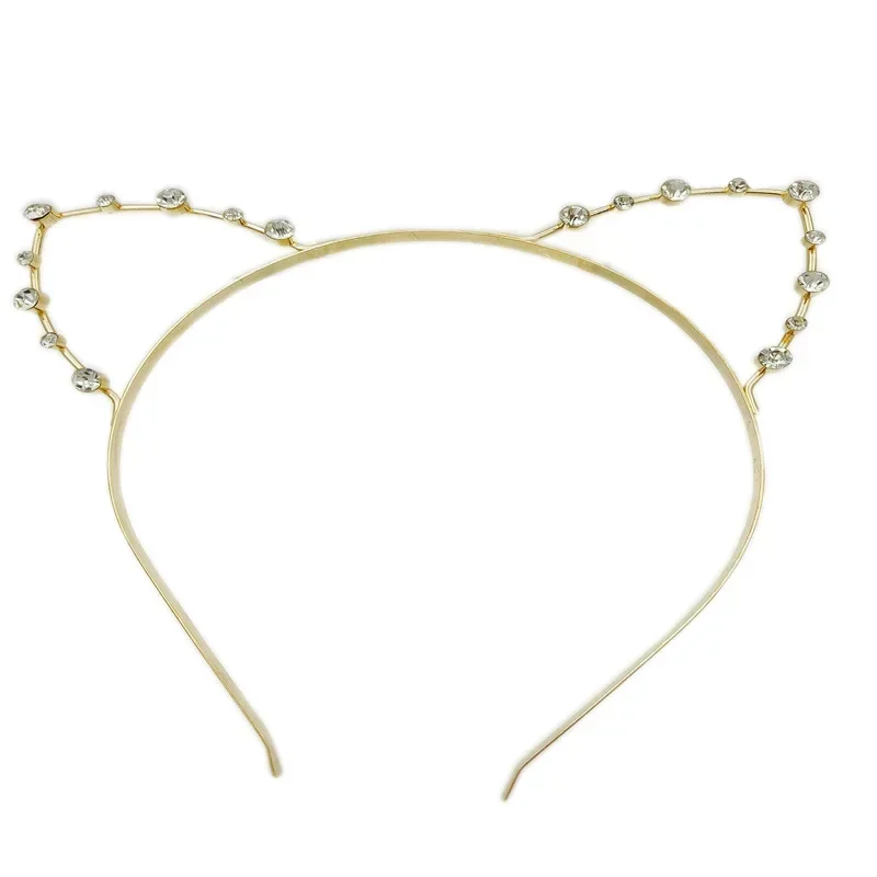 10 шт. ленты для волос со стразами и жемчугом металлические кристаллы кошачьи уши