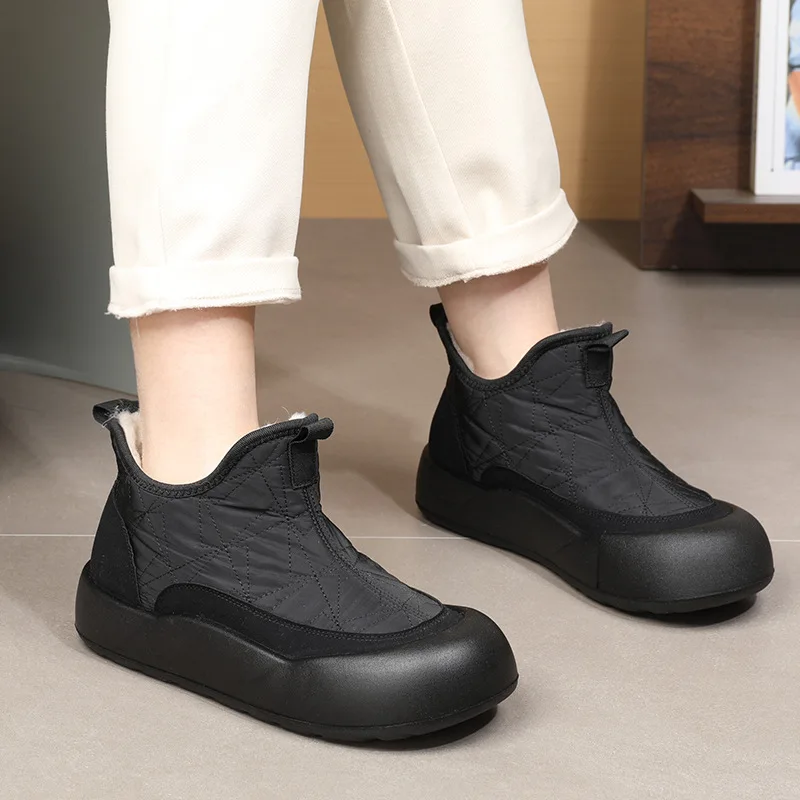 Хлопковая обувь женские зимние лоферы новинка 2024 ботинки утепленные флисовые