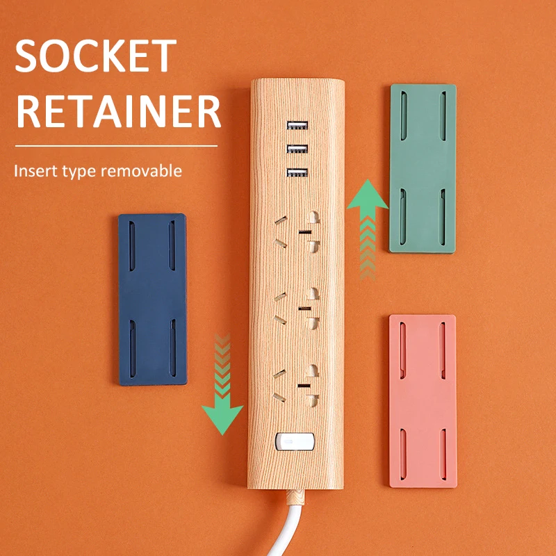

1pc Wall-Mounted Plug Fixer Punch-Free Wall Hook Socket Storage Traceless Self-adhesive Seamless Cable Wire Power Strip Holder