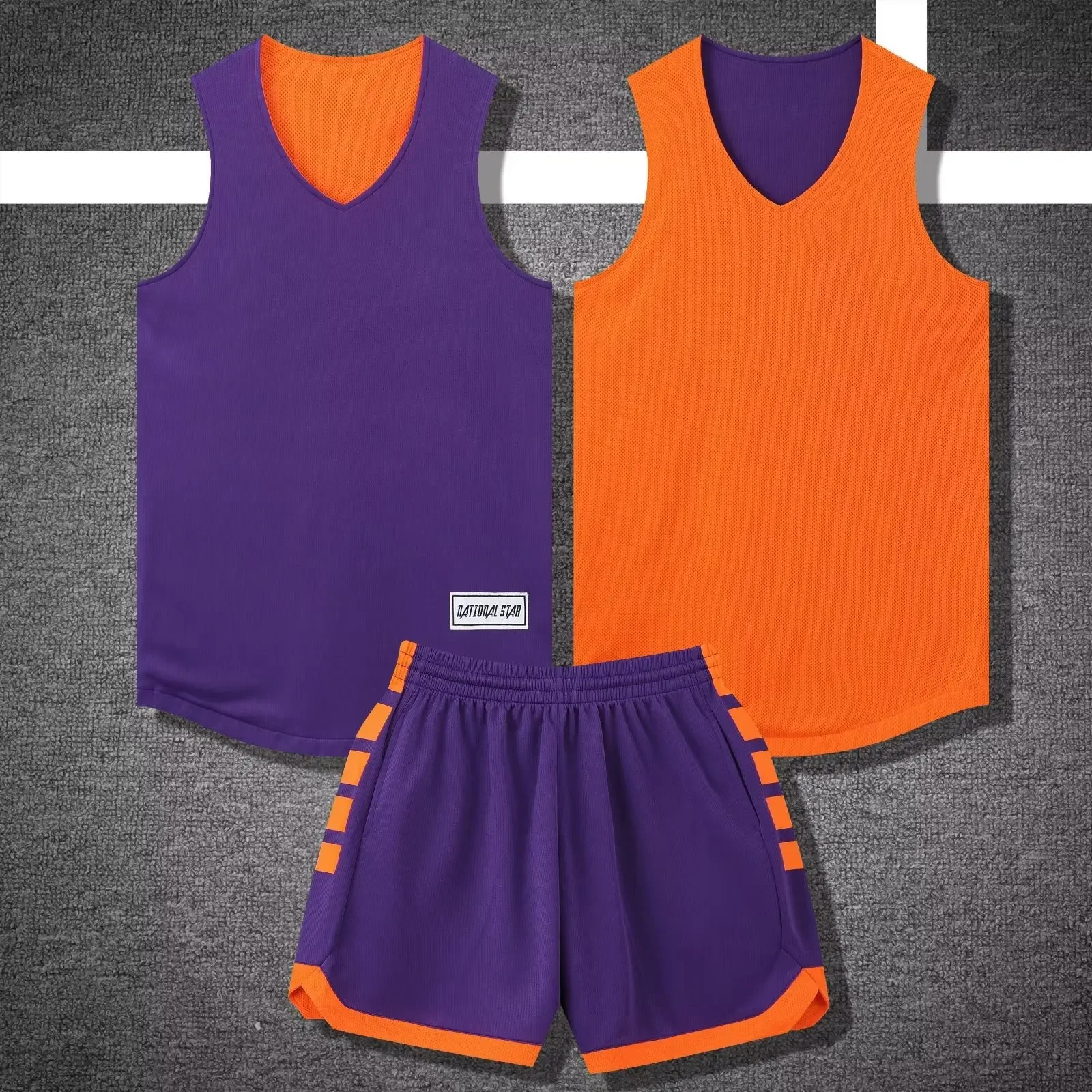 Двусторонний баскетбольный Трикотажный костюм в американском стиле Мужская