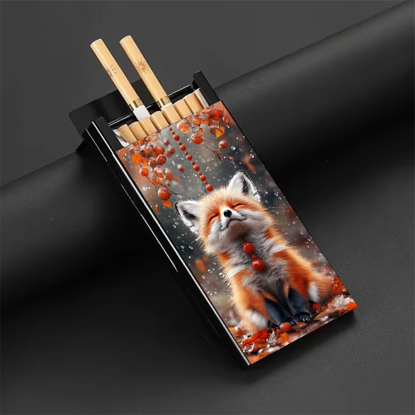 В стиле милой лисы портсигар с принтом животных портативный металлический ящик