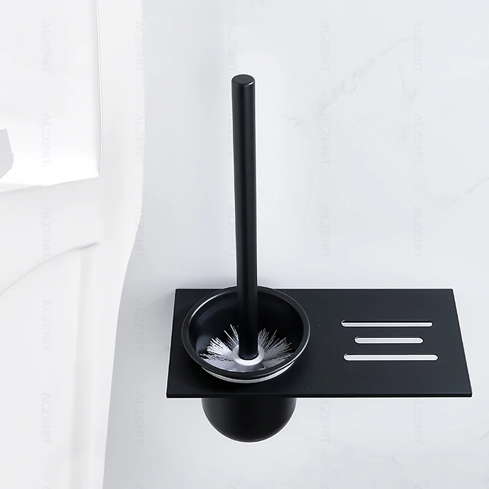 toilet brush holder plunger set wall mount with bracket durable wc cleaning supplies matte black aluminum bathroom accessories free global shipping