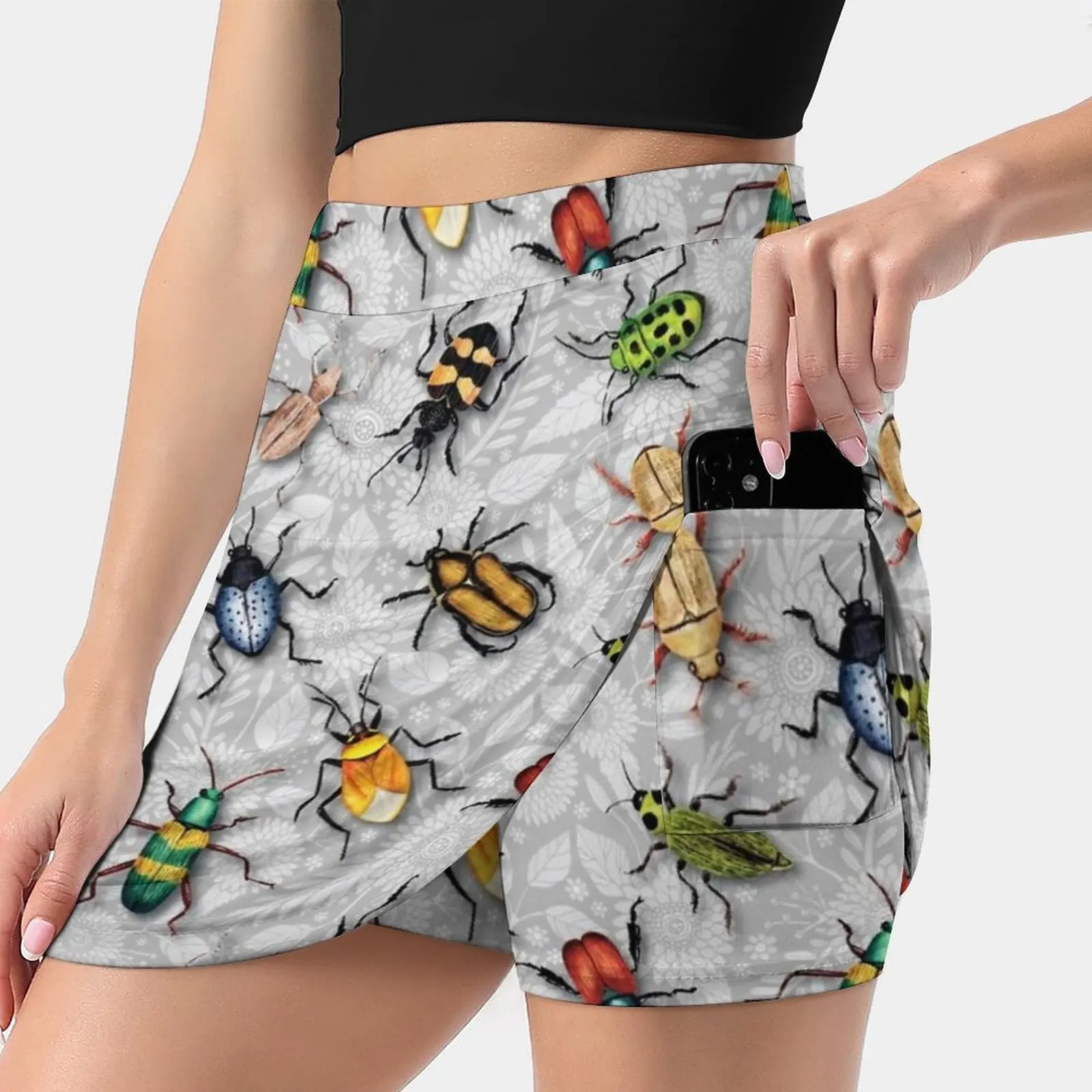 

A Bunch Of Beetles-Colorful Insect Pattern Women's skirt Y2K Summer Clothes 2022 Kpop Style Trouser Skirt With Pocket Beetles
