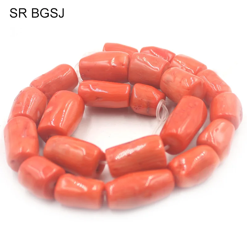 12-14mm Wholesale Freeform Column Orange Jewelry Making Genuine Gems Large  Natural Sea Bamboo Coral Beads 15inch