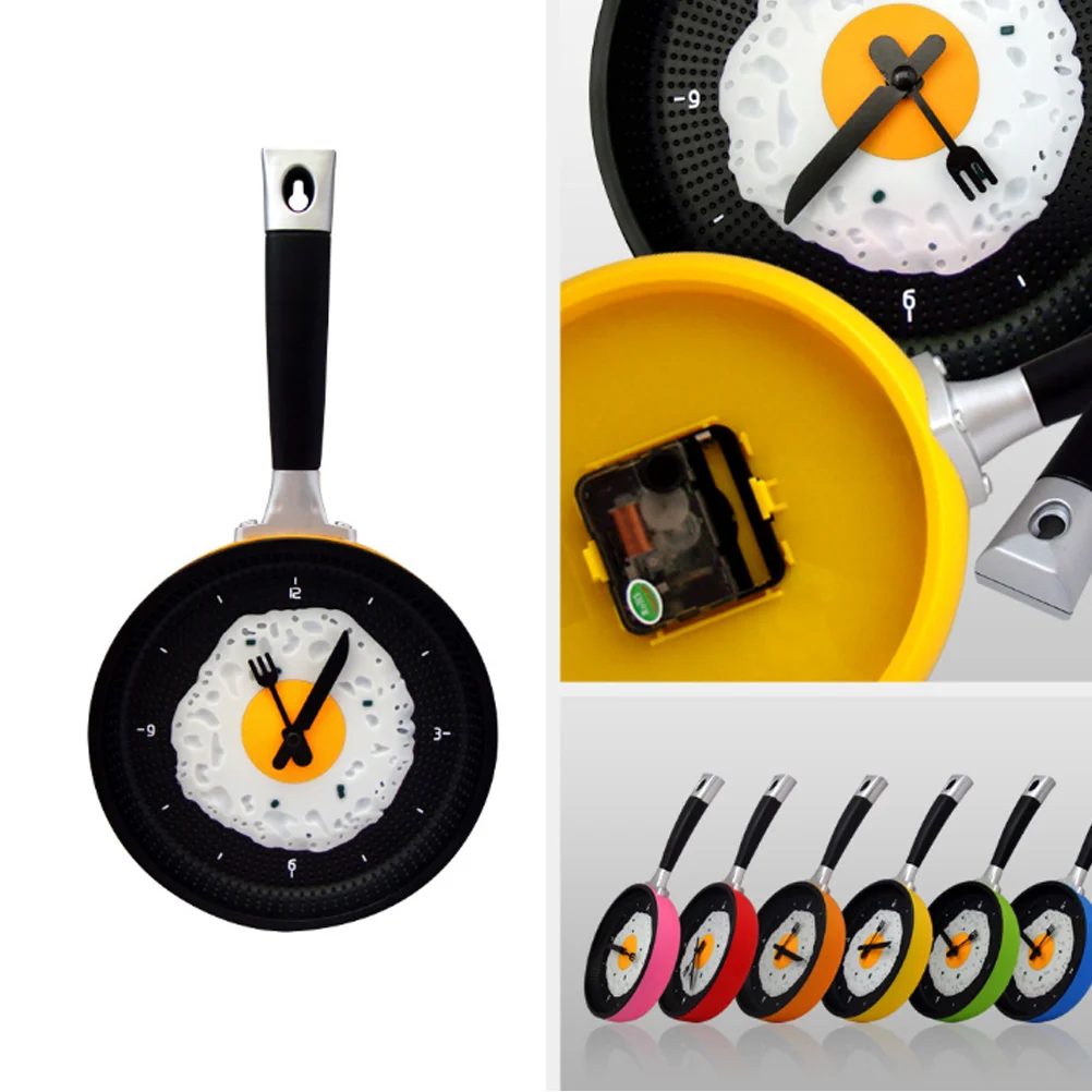 

Frying Pan Egg Omelet Modern Design Wall Clock Home Decor (Included) - Yellow