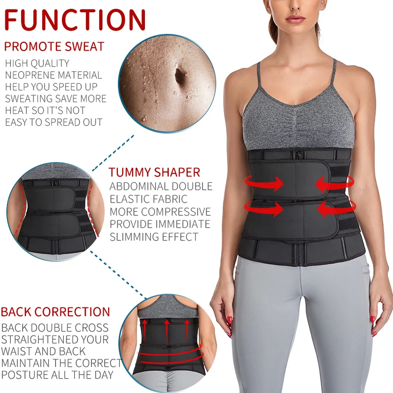 Waist Trainer Neoprene Body Shaper Detachable Trimmer Belt Women Tummy Slimming Sheath Sweat Shapewear Gym Belly Shapers Corset