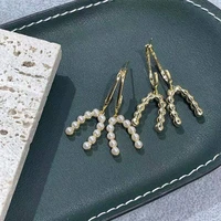 new micro inlaid pearl cross 925 silver needle ladies stud earrings small fragrance temperament earrings