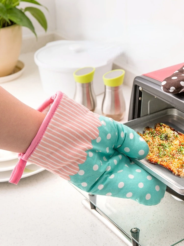 

Cotton Print Anti-High Temperature Gloves Microwave Anti-Scald Baking Gloves Kitchen Oven Heat Insulation Gloves kitchen mitts