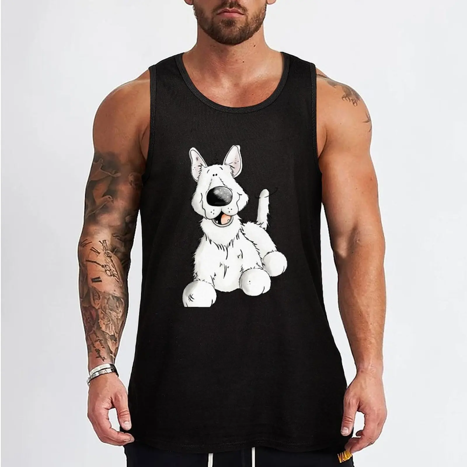 Белая майка для немецкой овчарки Мужская футболка с коротким рукавом