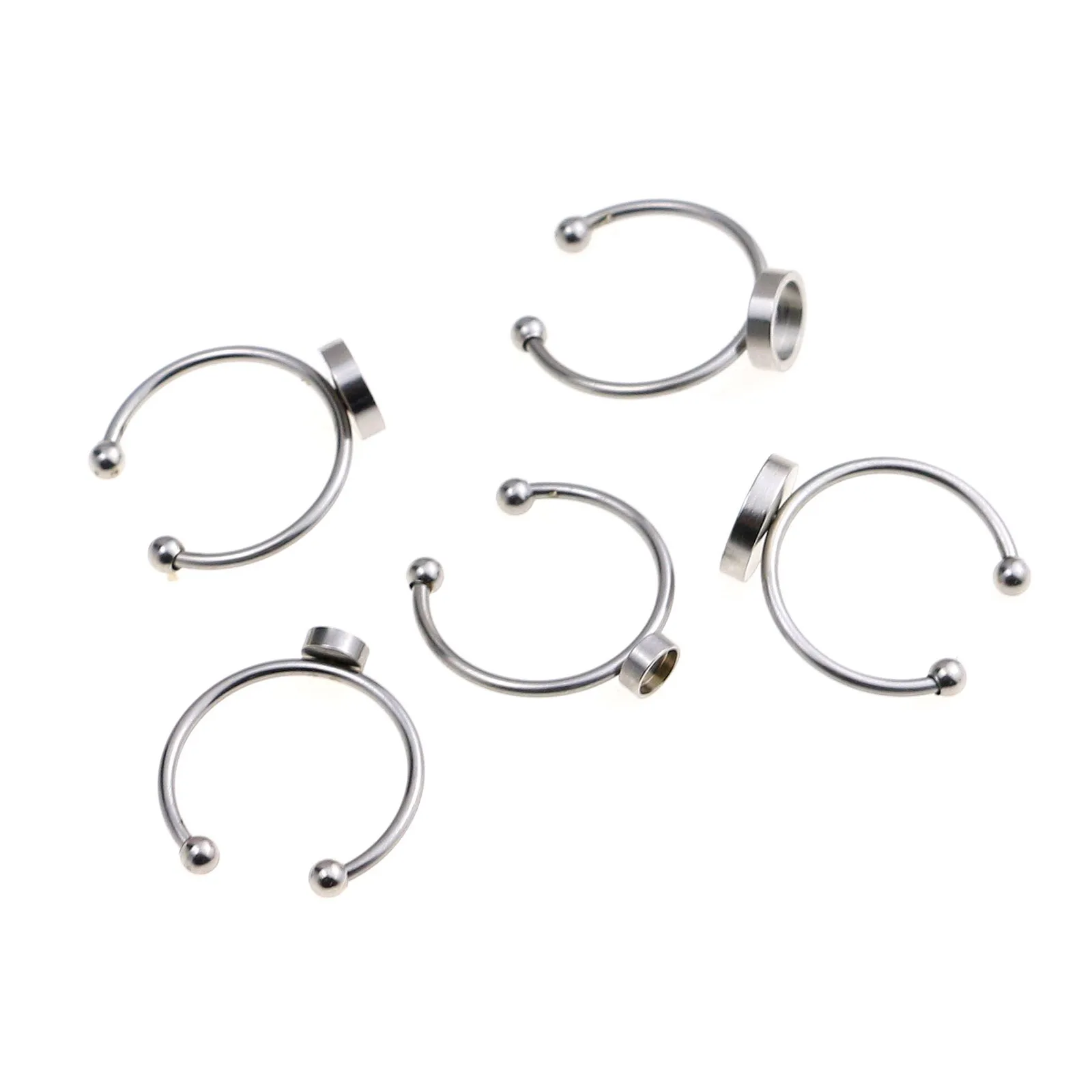 

4 6 8 10 12mm Stainless Steel Open Rings Silver Color Round Adjustable Rings DIY Making Jewelry Findings 17mm(US Size 6.5),5PCs