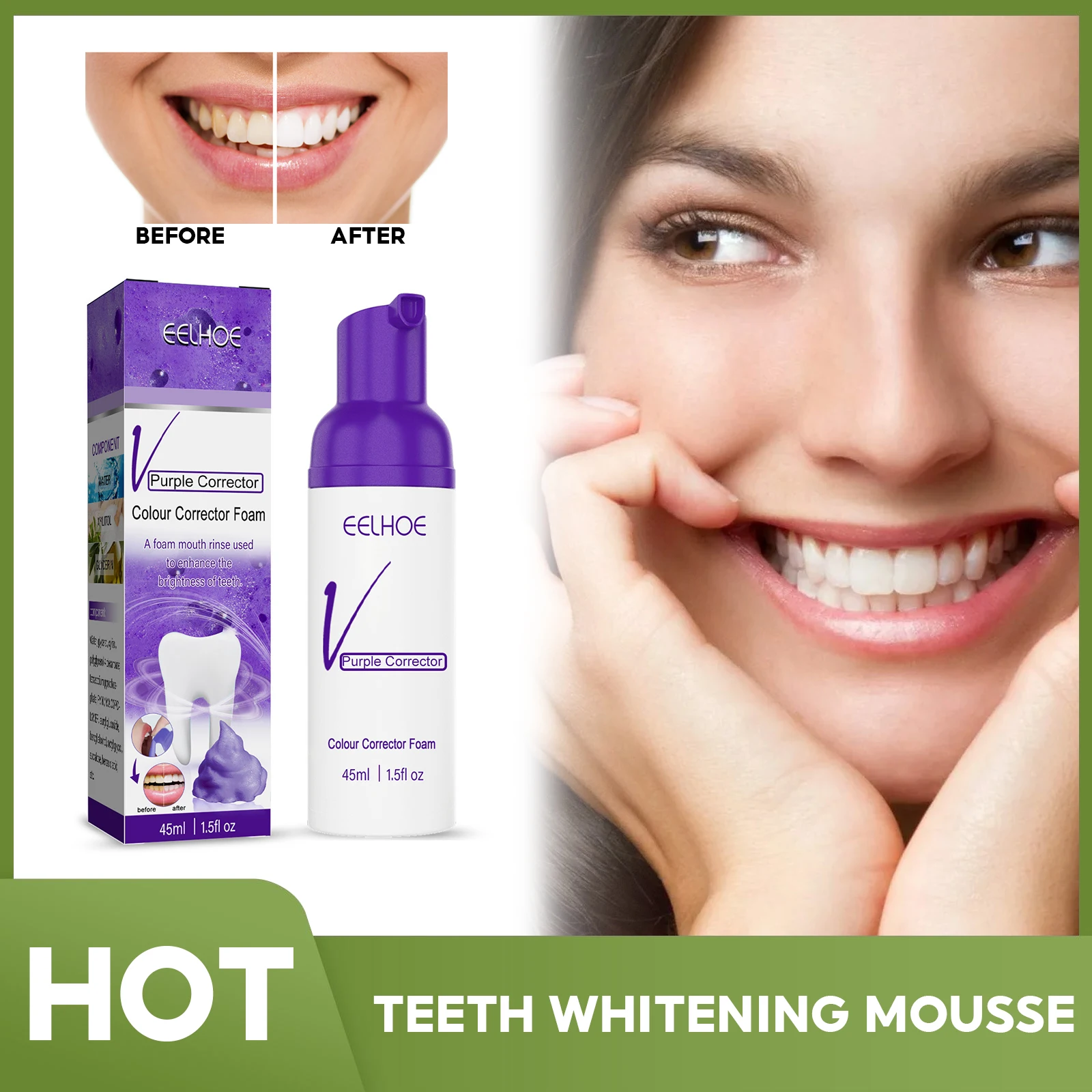 

Teeth Whitening Mousse Removes Smoke Tea Coffee Stains Toothpaste Dental Bleaching Deep Cleaning Mousse Brightening Fresh Breath