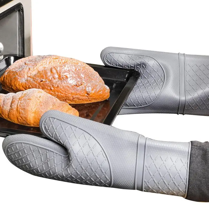 

Anti-Scalding Silicone Oven Gloves High-Temperature Kitchen Waterproof Grilling Non-slip Gloves For Handling Baking Cooking