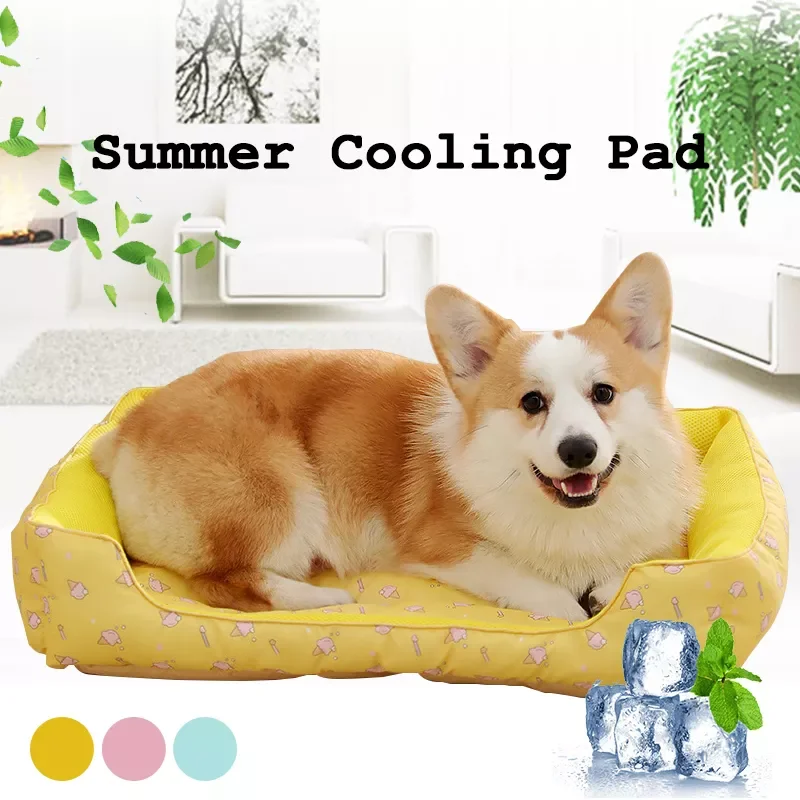 

New S-L Dog Mat Cooling Summer Pad Mat Ice Pad Dog Sleeping Round Mats For Dogs Cats Pet Kennel Breathable Cold Silk Dog Bed