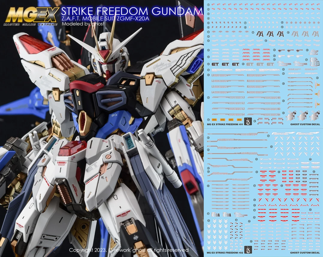 

Fluorescent Water Sticker GHOST MGEX Assault Free Gunpla Gundam Plastic Strike Freedom