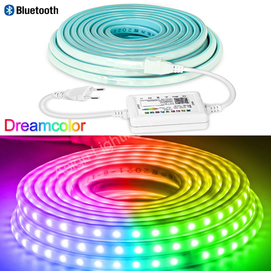 

Smart 220V Dreamcolor RGBIC Flexible Led Lights Strip 5M 20M 30M 50M Waterproof Bluetooth Chasing LED Ribbon RGB Tape 5050 SMD