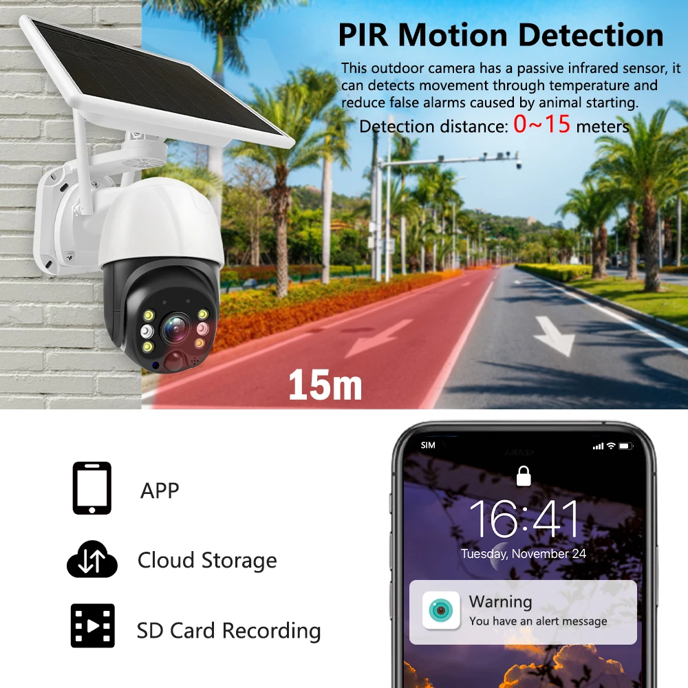 Беспроводная IP-камера видеонаблюдения с солнечной панелью 3 Мп HD Wi-Fi 8 Вт |