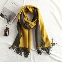 new wool scarf for women double sided two color fringed neckerchief autumn winter shawl mens and womens winter scarf foulard