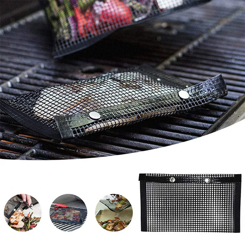 

Reusable Non-stick Grill Mesh Bag Barbecue Net Heat Resistant Baking Isolation Pad Outdoor Picnic Camping BBQ Kitchen Gadgets