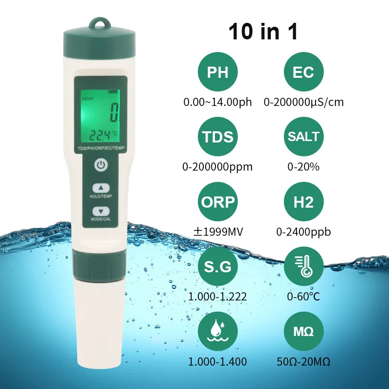 

Water, Aquariums Ph/tds/ec/salt/temp/s.g/orp/h2/fertile/resistivity Tester Pools, Drinking Quality Water For 10 1 In Monitor