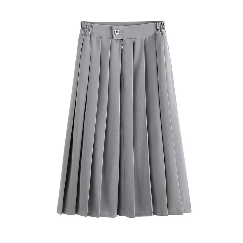 

Plus Size Women's Grey JK Pleated Skirts Female Colleague Style Skirts