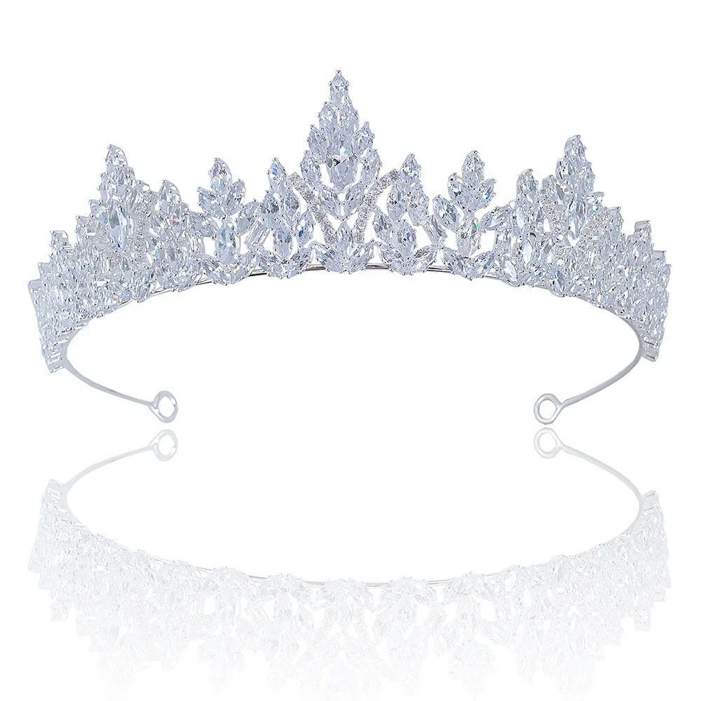 

Silver Bridal Tiaras Crystal Crowns Luxury Cubic Zirconia Women Jewelry Elegant Headwear Pageant Diadem Wedding Hair Accessories