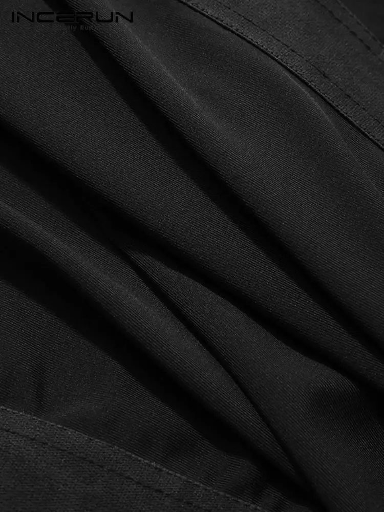 INCERUN Men Sleep Shorts Solid All-match Hollow Homewear Elastic Waist Sleep Bottoms Sexy Casual 2022 Fitness Male Shorts S-5XL