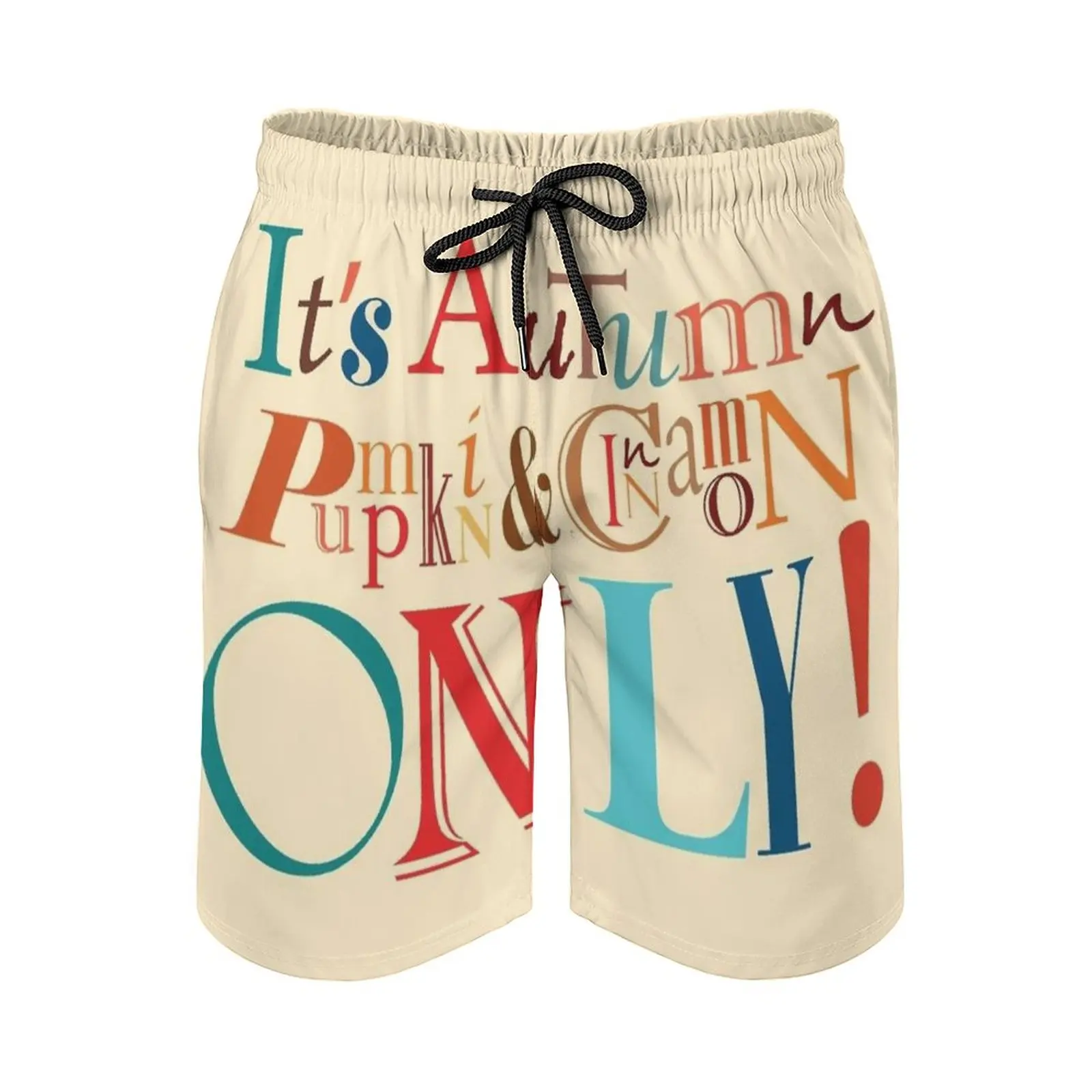 

It'S Autumn Typeface Design Men's Beach Shorts With Mesh Lining Surfing Pants Swim Trunks Typographyinspired Moderncalligraphy