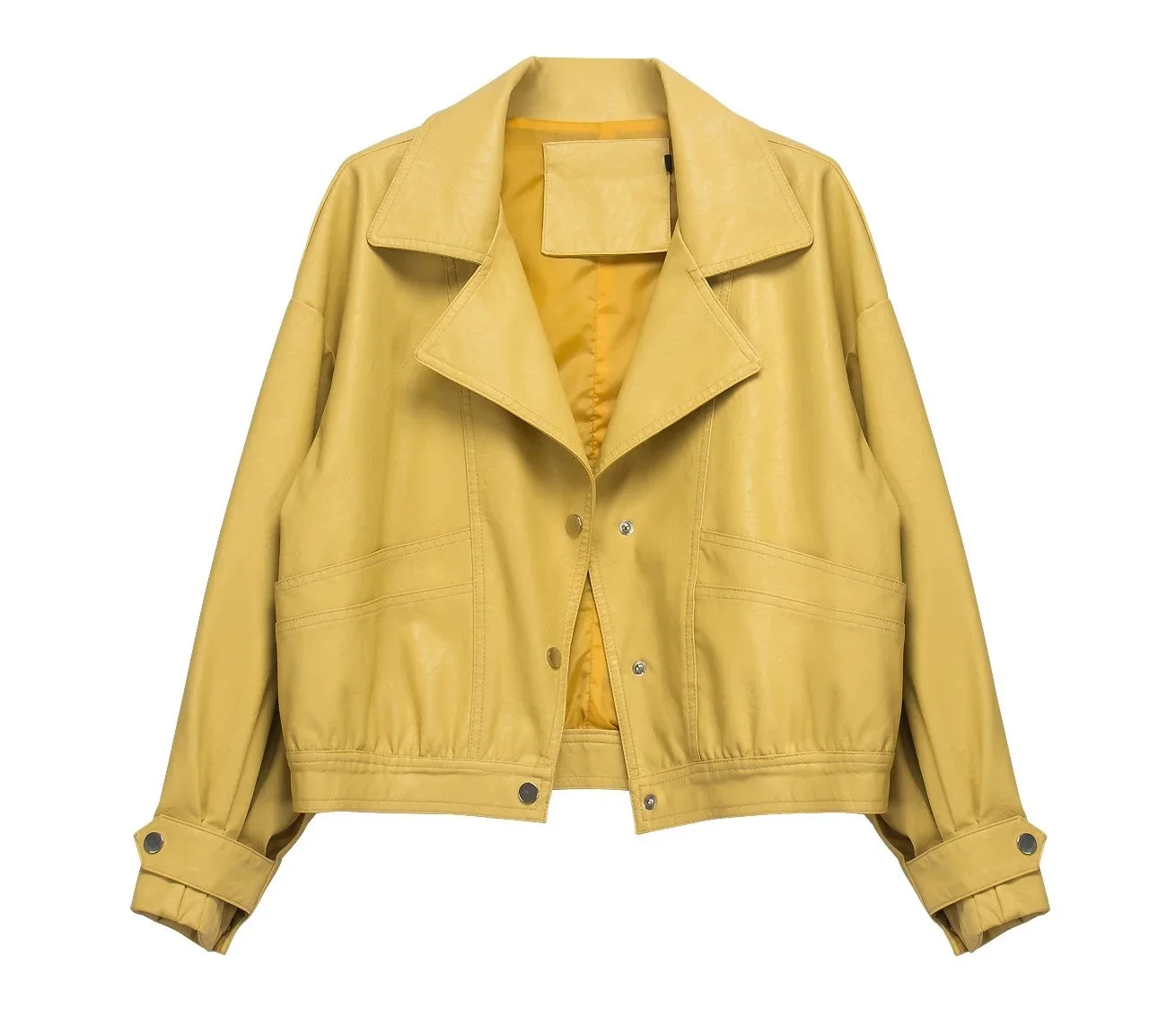 Women's short leather clothing in the spring  autumn of 2022 Korean casual motorcycle clothing loose pu leather jacket jacket