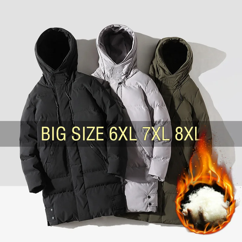 

Winter Jackets Long Hoodie Men Parka Thick Warm Cotton Coats Plus Size 6XL 7XL 8XL Oversize Windbreak Loose Male Overcoat Padded