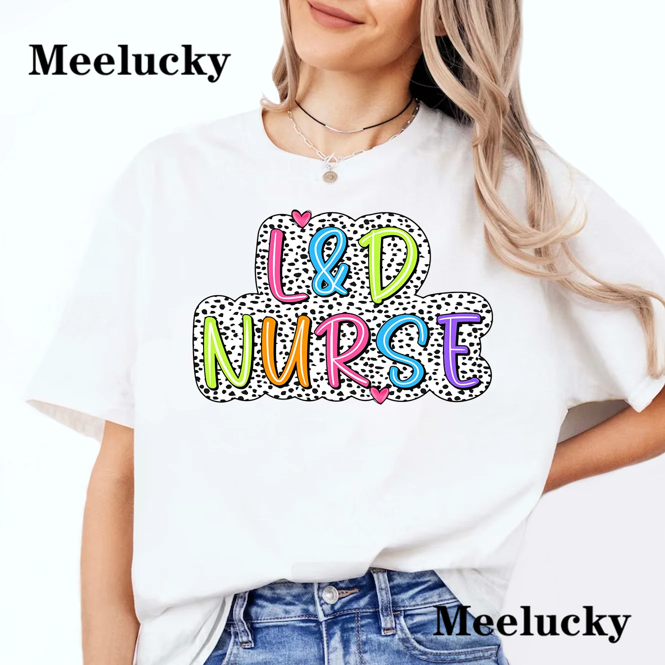 Футболка женская свободного кроя с принтом в горошек коротким рукавом