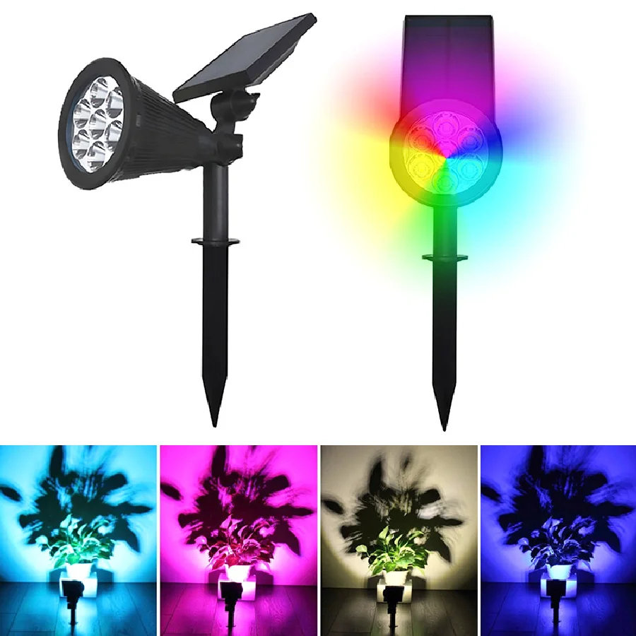 

LukLoy фонарь для газона с питанием от солнечной батареи, 7 лампочек, изменение цвета, наружный Ландшафтный фонарь для двора, настенный светильник