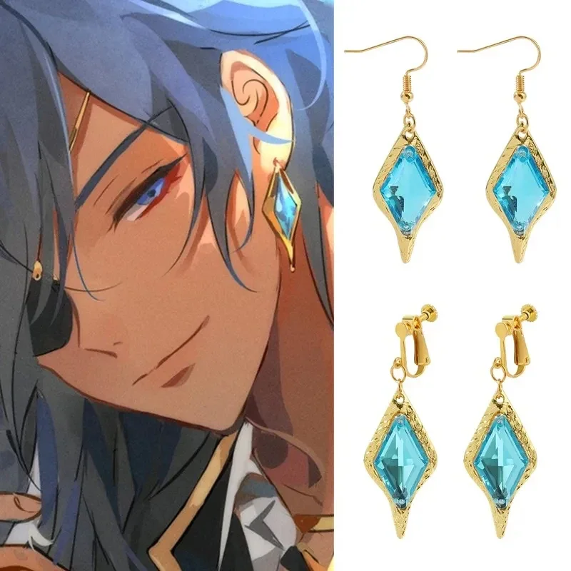 Genshin Impact Aether Lumine Xingqiu Zhongli Популярная игра 2D Периферийные серьги с персонажами