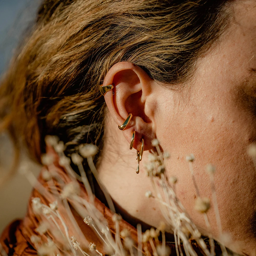 Nowe modne pozłacane kapanie kolczyki koła dla kobiet koło ze stali nierdzewnej możliwość układania w stosy kolczyk do piercingu oświadczenie