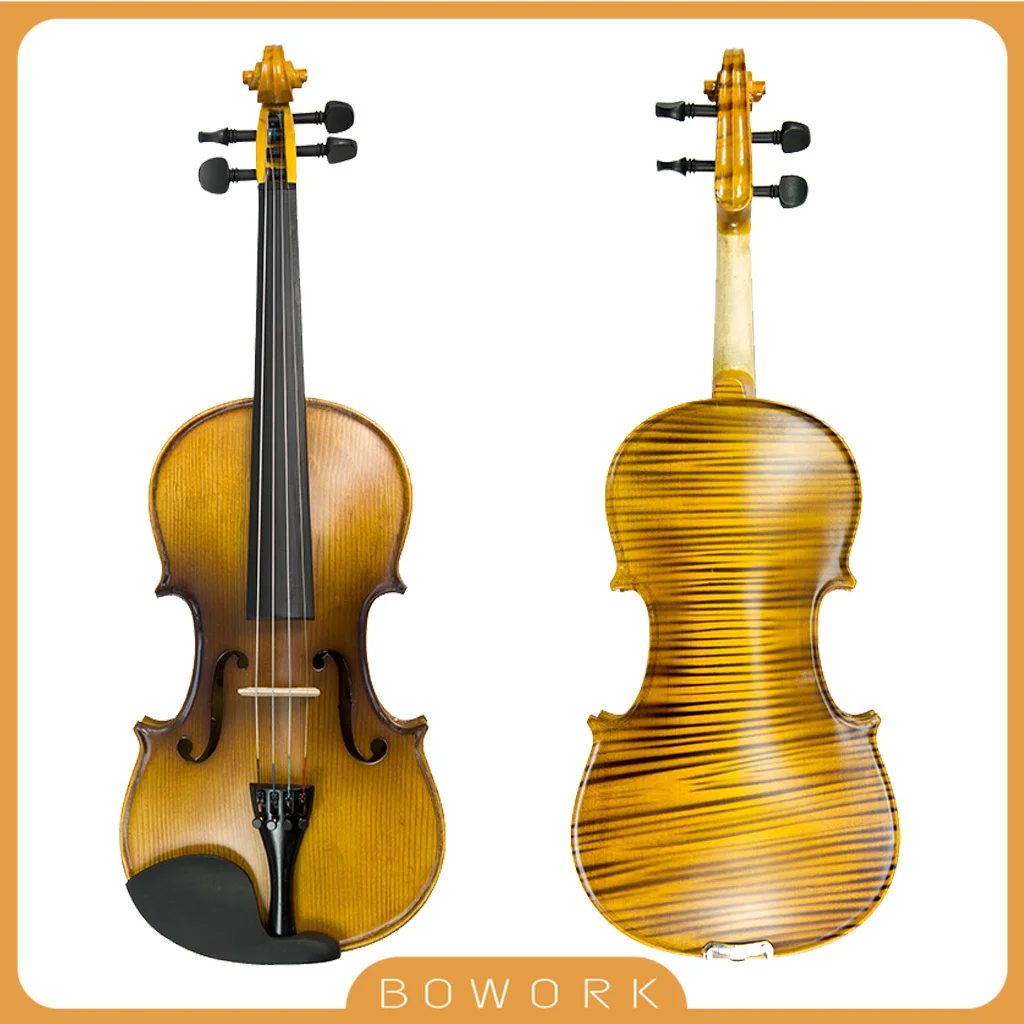 Handmade Solidwood Student Fiddle Kit 4/4 Size Acoustic Violin W/4/4 Brazilwood Bow Arco & Bridge & Triangle Carry Strap Case