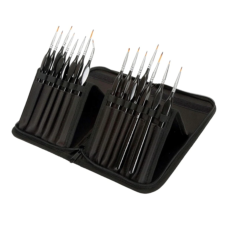 

15Pcs Detail Paint Brush Set Miniature Painting Brushes Kit Professional Mini Fine Paint Brushes Set With Carrying Case
