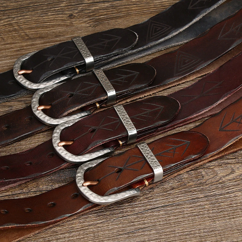 Thick Leather Belt Men Luxury Men's Belt Ceinture Men's Cowskin Genuine Leather Belt Wide 3.8cm Stainless Steel Belt Buckle