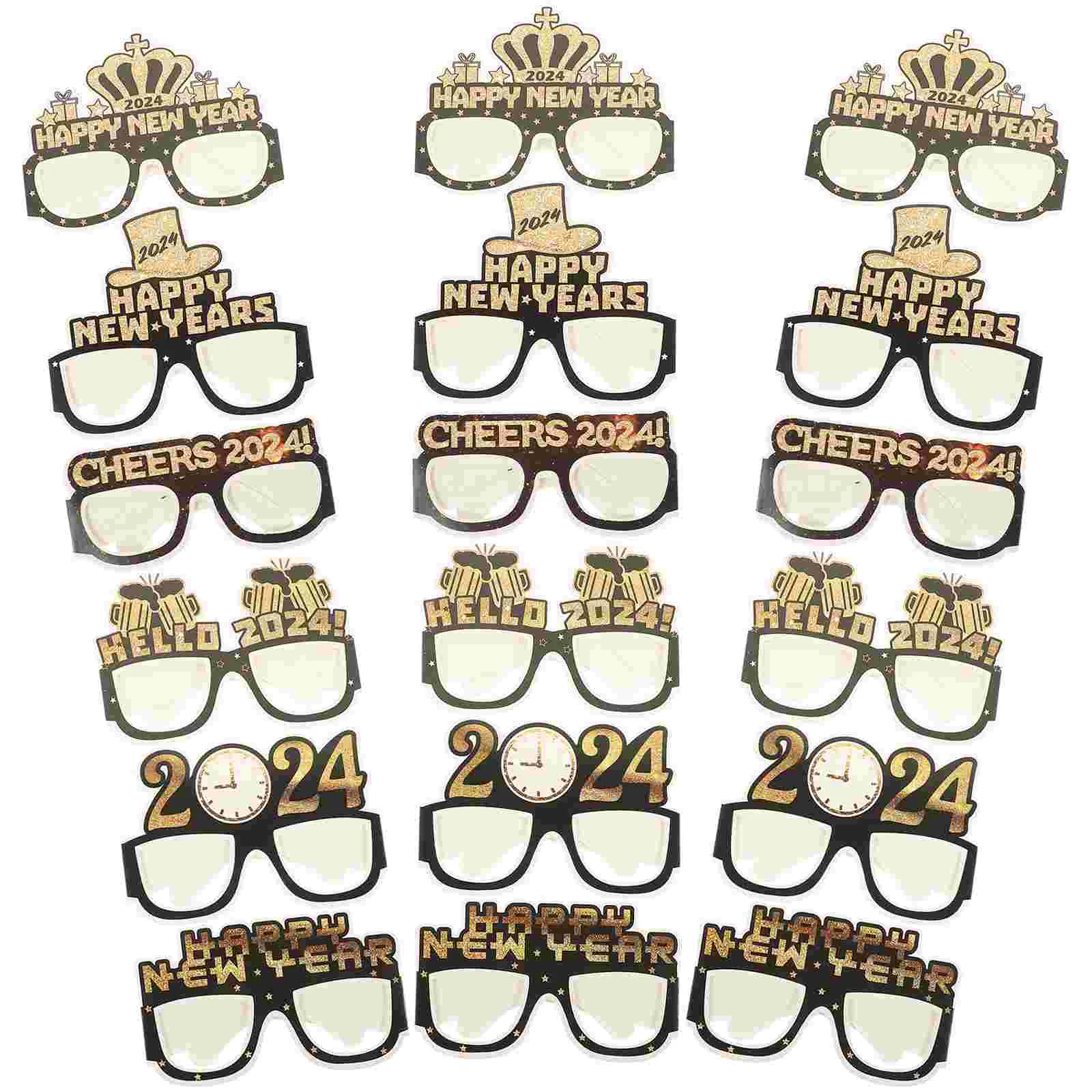 

18 Pcs Color Glasses Happy New Year Frames Performance Party Decor Eyeglasses Child