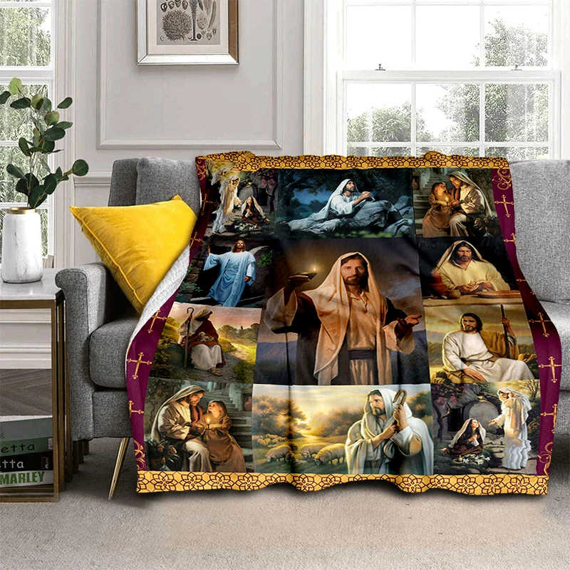 Одеяло с Иисусом Дева Мария Фланелевое покрывало супермягкое флисовое для