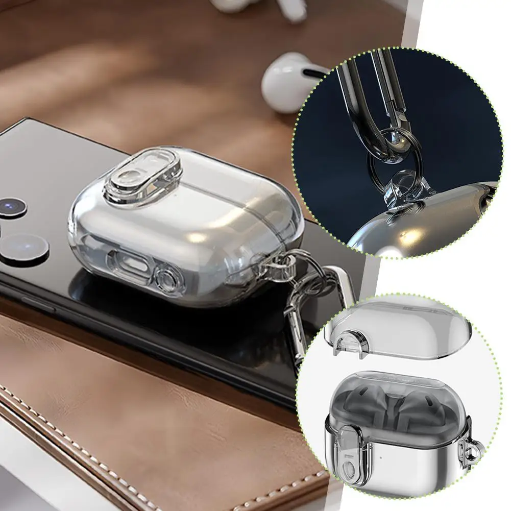 Чехол для Samsung Buds 3 Pro прозрачный защитный чехол с замком Galaxy Buds3 Buzz чехлы крючком