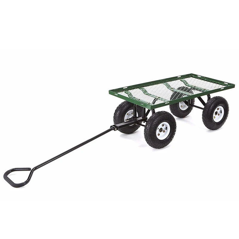 Household Garden 4 Wheel Barrow Courtyard Camping Wagon Cart Lawn Outdoor Steel Heavy Duty Hand-held Folding With Wheels |