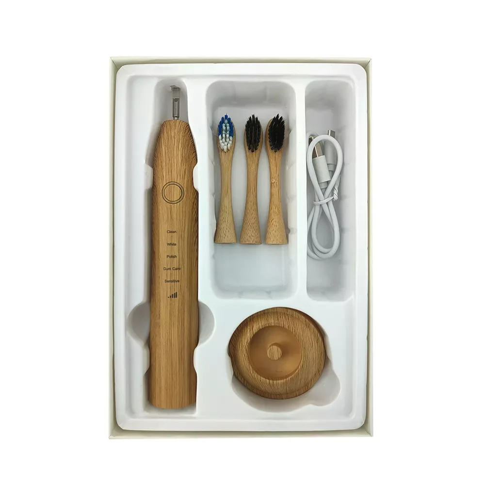 

Sonic Bamboo Electric Toothbrush Waterproof Ultrasonic Automatic Tooth Brush With 3 Soft Head Oral Hygiene Clean