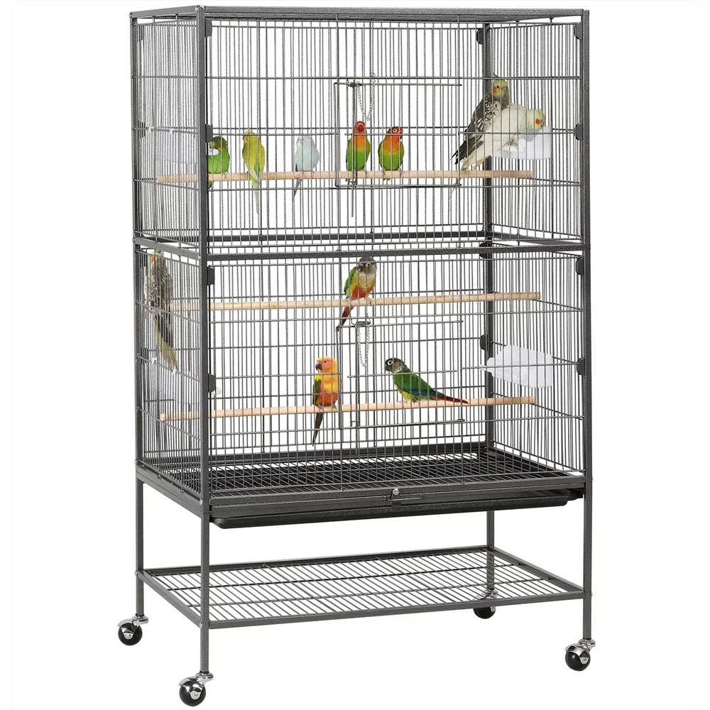

Smvp Bird Parrot Cage for Parrot Parakeet Finches,Black，Durable and Strong，31.10 X 20.40 X 52.00 Inches