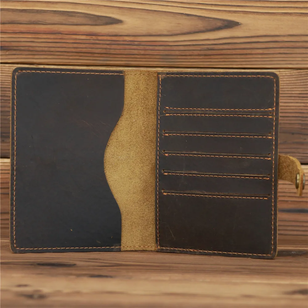 Crazy Horse Leather Passport Holder Travel Wallet Multifunctional Men Male Card Holder Clutch Passport Cover Business Purses New