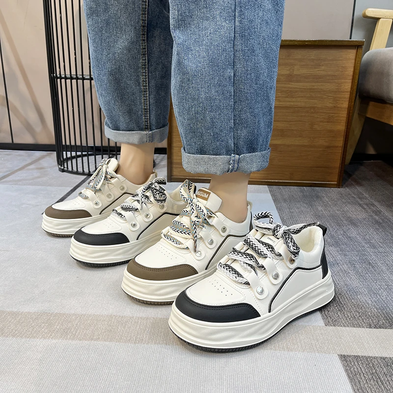 

Женские кроссовки на платформе, повседневные весенние кроссовки на плоской вулканизированной подошве, обувь для скейтборда, прогулок, 2023