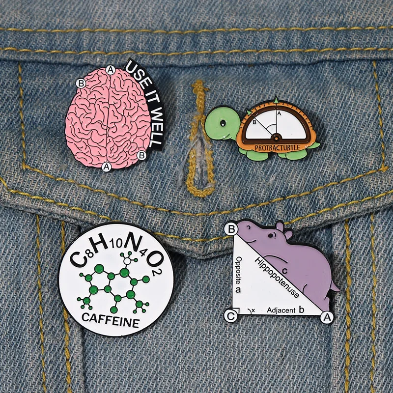 

Brain Organ Chemical Molecular Enamel Pins Personality Cartoon Tortoise Badge Backpack Lapel Brooch Clothes Accessories Gifts