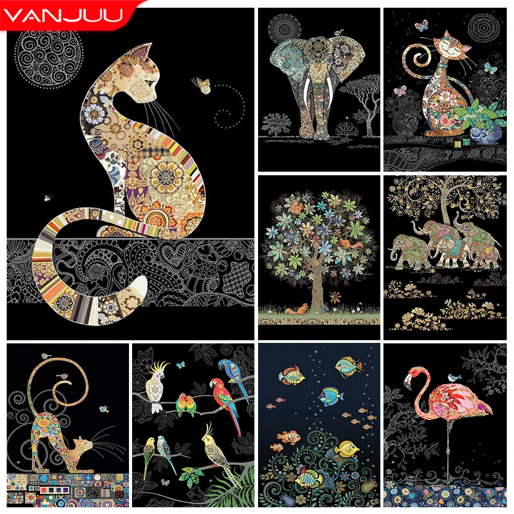 

Abstract Animal Diamond Painting 5D Cat Diamond Art Painting DIY Full Round/Square Diamond Cross Stitch Mosaic Home Decor Gift